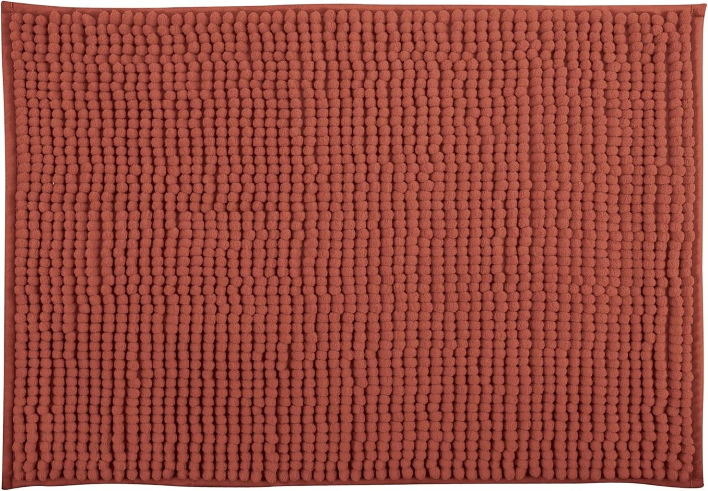 MSV Badteppich Badvorleger Duschvorleger Chenille Hochflor Badematte 50x80 cm – Terracotta Rot Bild 1