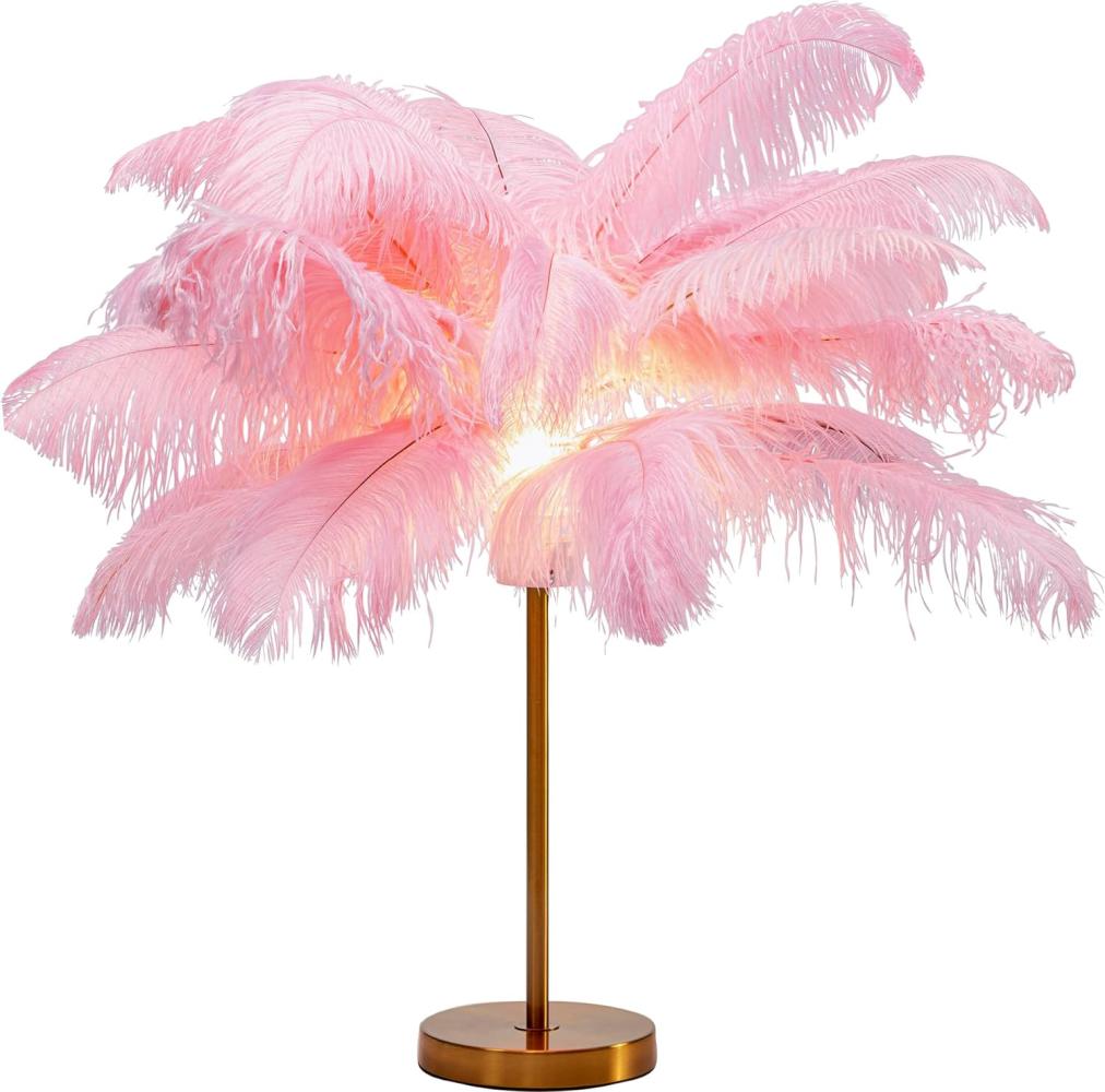 Kare Design Tischleuchte Feather Palm, Pink, Federn, 60cm, Schreibtischlampe, Nachttischlampe, Dekoleuchte, Tischlampe, Leuchtmittel nicht inklusiv Bild 1