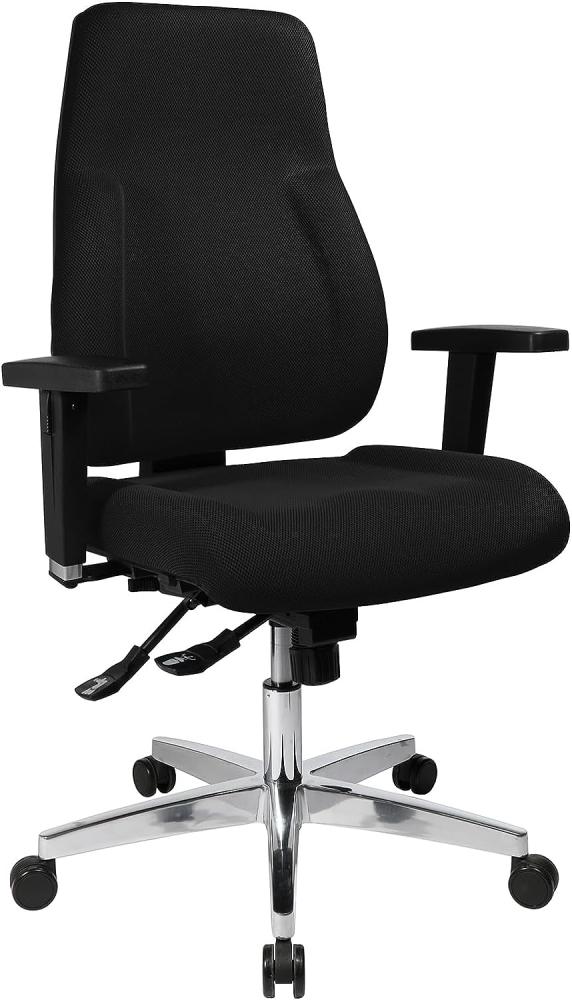 Topstar PI99GBC0 P91, Bürostuhl, Schreibtischstuhl, breiter Muldensitz, inkl. höhenverstellbare Armlehnen, Konturpolsterung, Bezug schwarz Bild 1