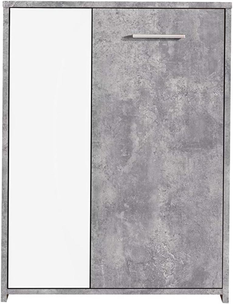 FORTE Paco Kommode mit 2 Türen, Holzwerkstoff, Betonoptik Lichtgrau / Weiß, 17,5 x 79,2 x 59,8 cm Bild 1