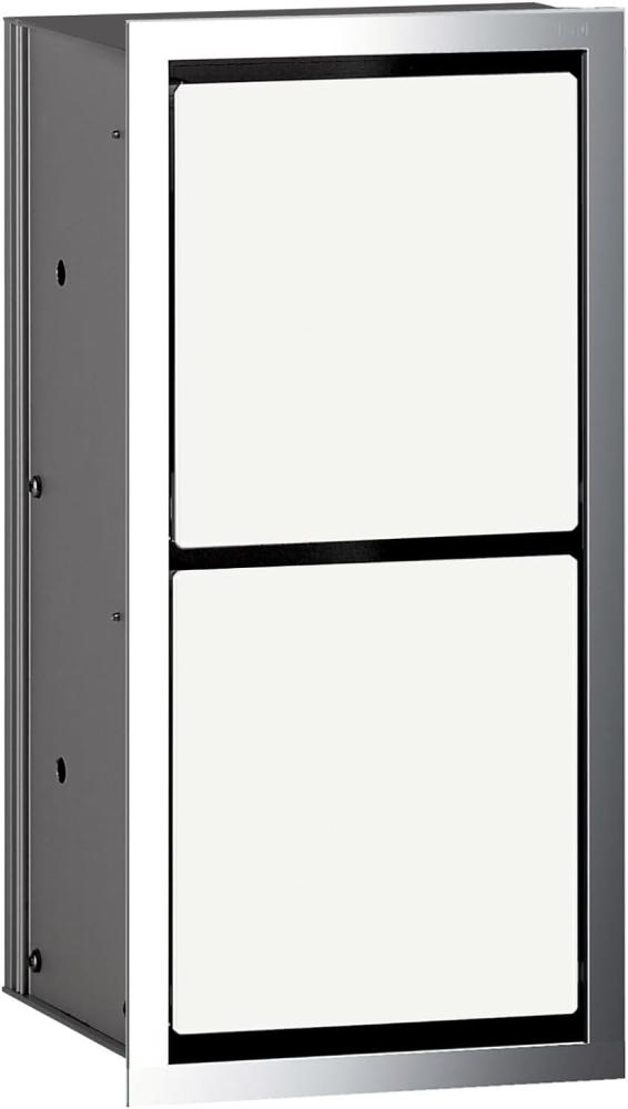 Emco Asis 150 Unterputz-WC-Papier-Modul, Badezimmerschrank mit Toilettenpapierhalter für unsichtbaren Stauraum, Hochschrank mit 2 Fächern aus Aluminium, optiwhite Bild 1