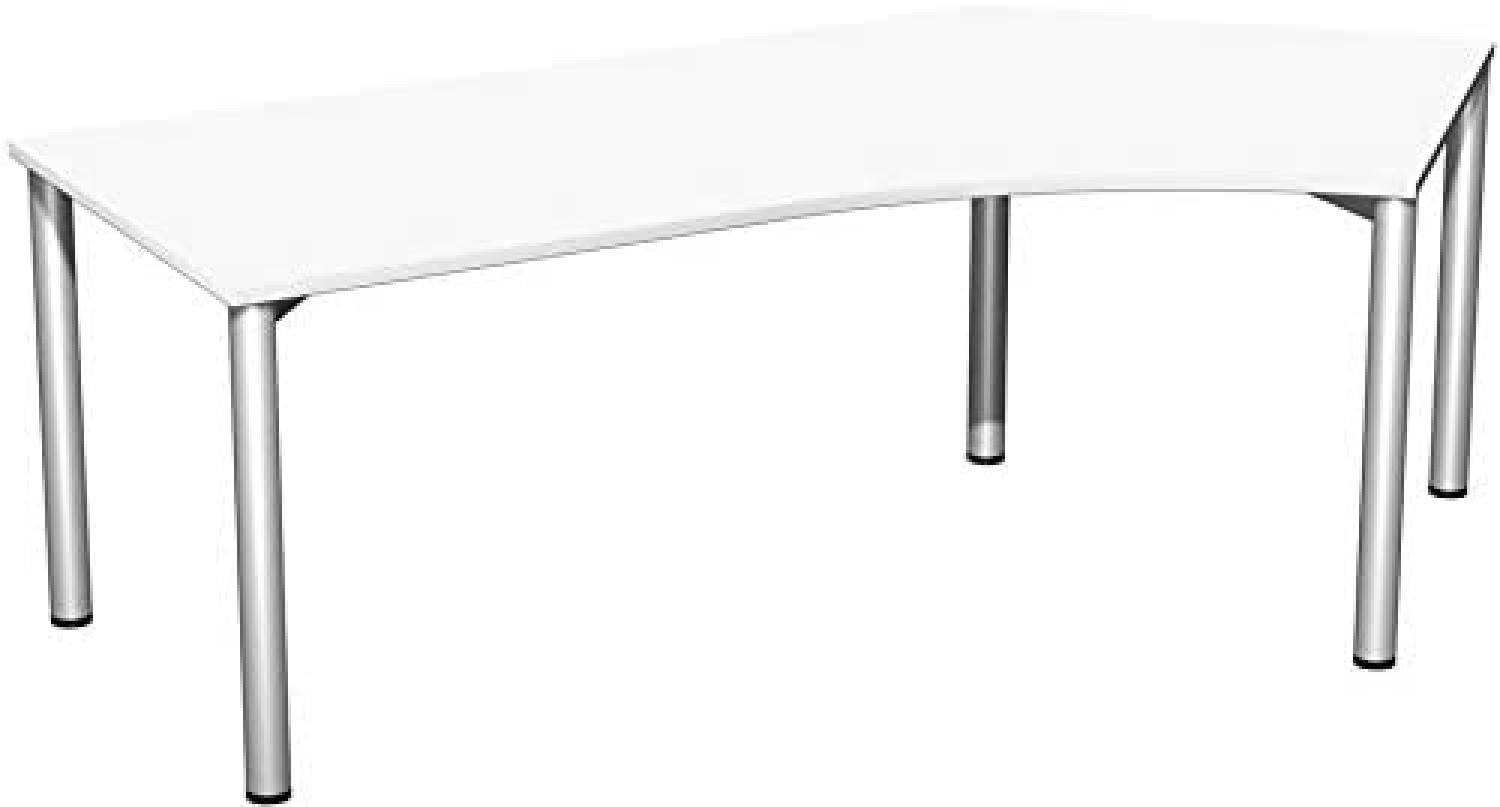 Schreibtisch 135° '4 Fuß Flex' rechts, 216x113cm, Weiß / Silber Bild 1