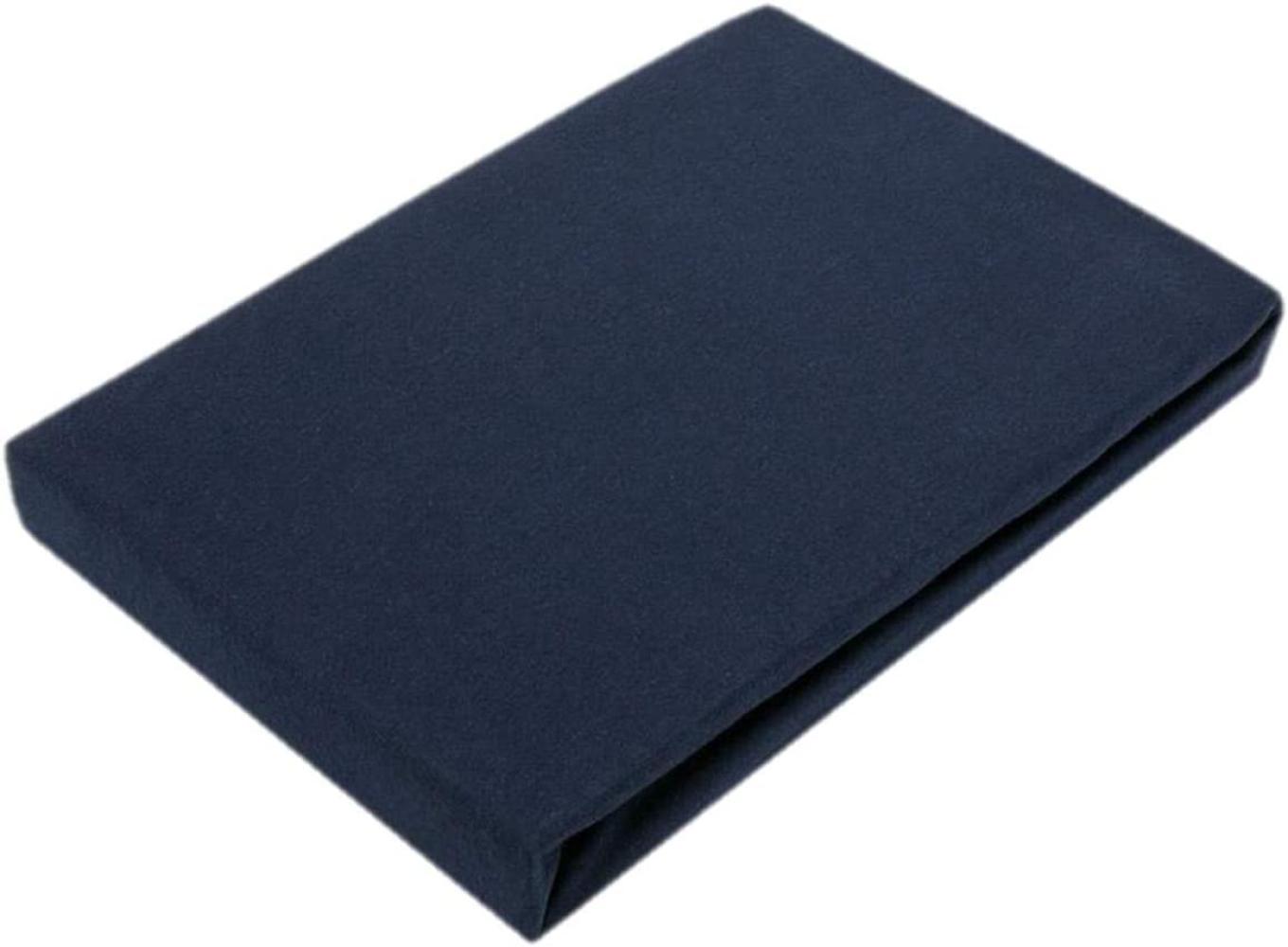 Jersey Spannbettlaken für Wasserbetten Rundumgummizug 200 x 220 cm Navyblau Bild 1