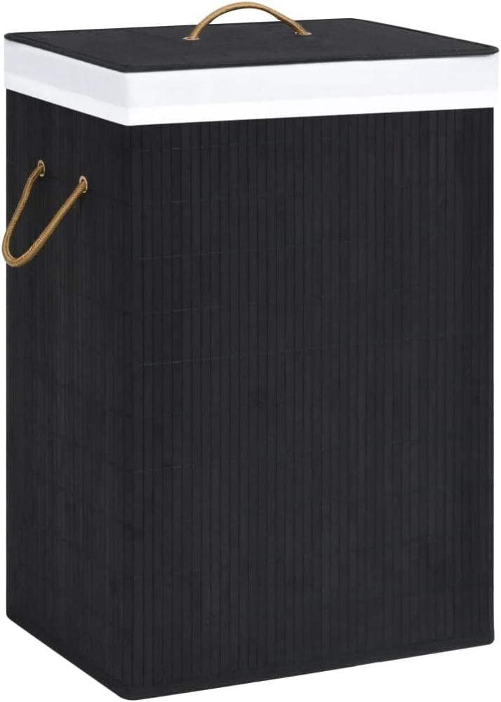 vidaXL Bambus-Wäschekorb mit 2 Fächern Schwarz 72 L Bild 1