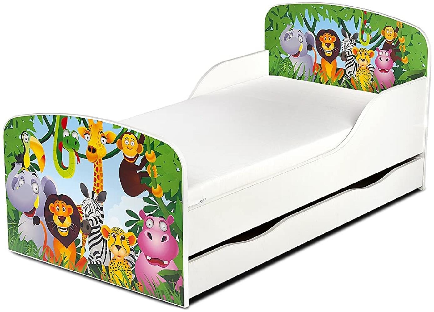 Leomark Kinderbett 70x140 cm, Animals, mit Matratze, Schublade und Lattenrost Bild 1