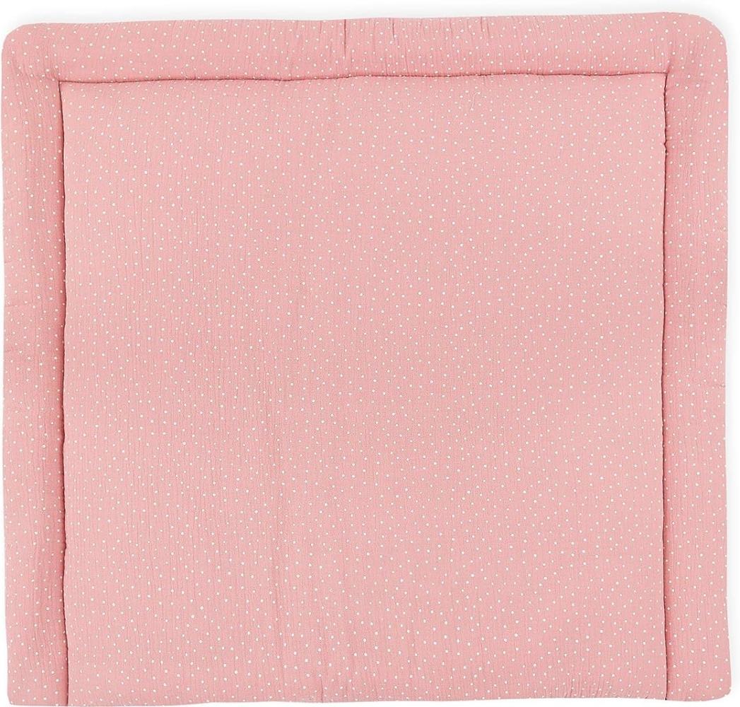 KraftKids Wickelauflage in Musselin rosa Punkte, Wickelunterlage 78x78 cm (BxT), Wickelkissen Bild 1