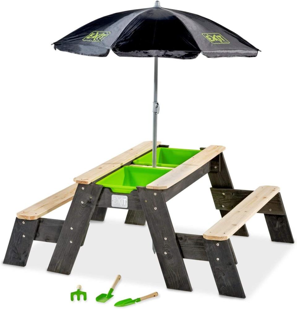 EXIT Aksent Sand- Wasser- und Picknicktisch L Deluxe Sand-&Wasserspiegel Outdoor Holz Schwarz Grün Grau 16 5 kg Bild 1