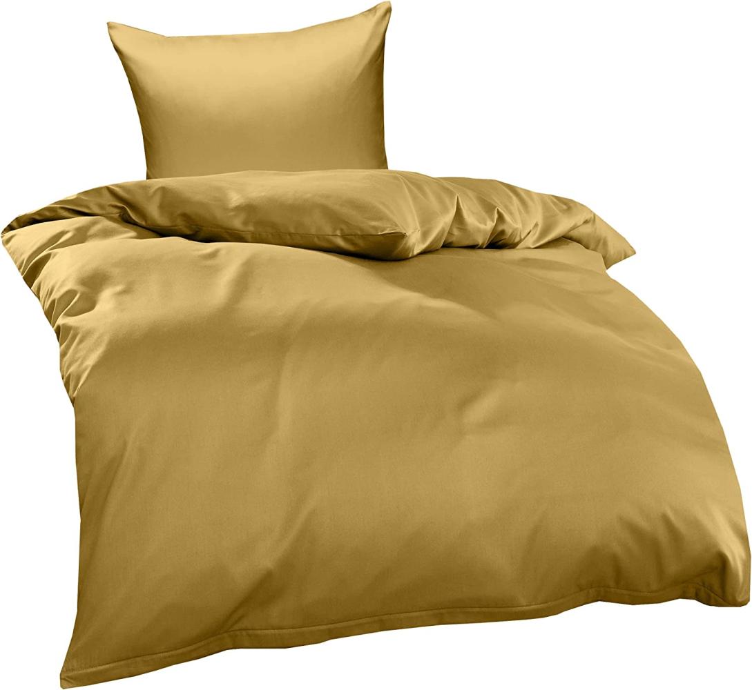 Mako Interlock Jersey Bettwäsche "Ina" uni/einfarbig gold Garnitur 135x200 + 80x80 Bild 1