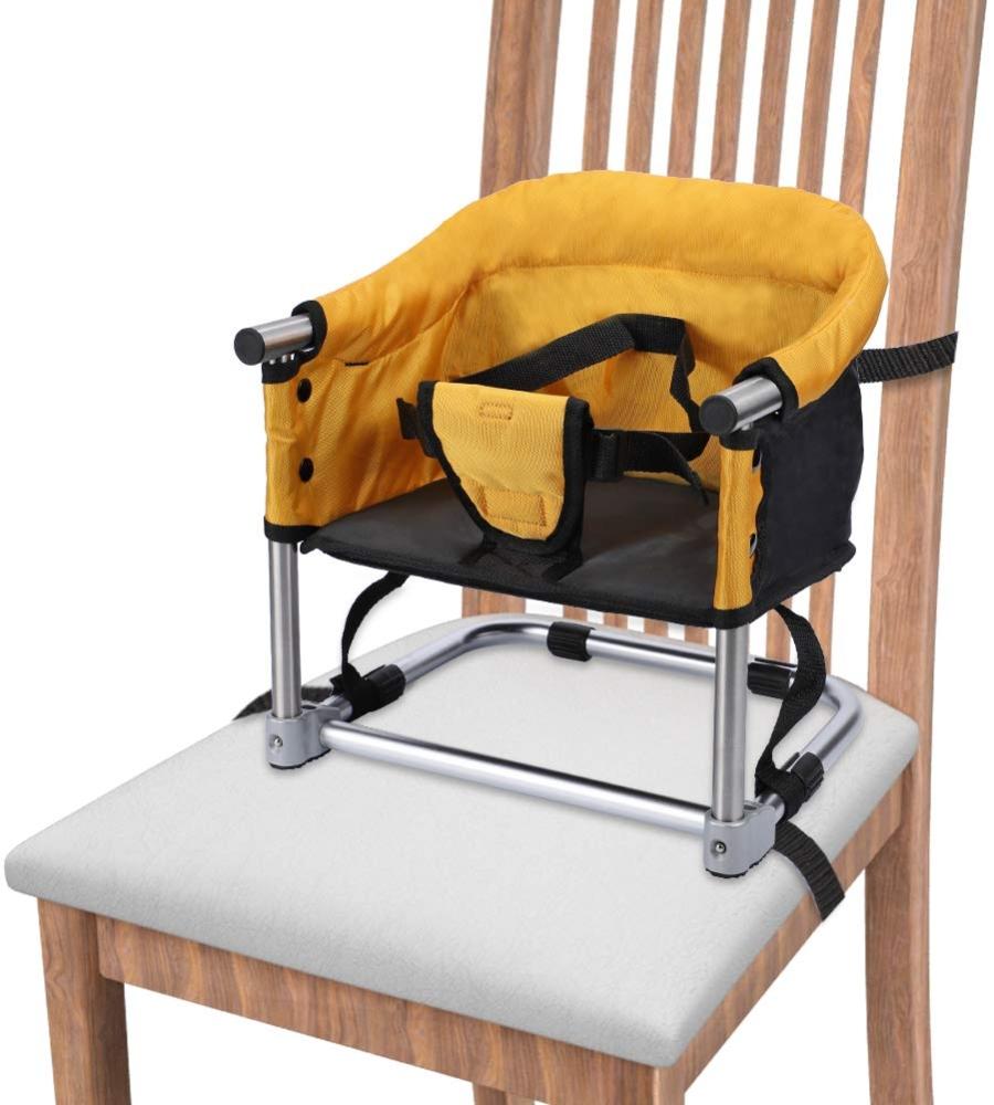 Portable Boostersitz Baby Sitzerhöhung Hochstuhl Faltbar Kindersitz mit Transporttasche für Indoor Outdoor und Unterwegs(Gelb) Bild 1