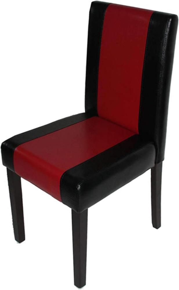 Esszimmerstuhl Littau, Küchenstuhl Stuhl, Kunstleder ~ schwarz/rot, dunkle Beine Bild 1