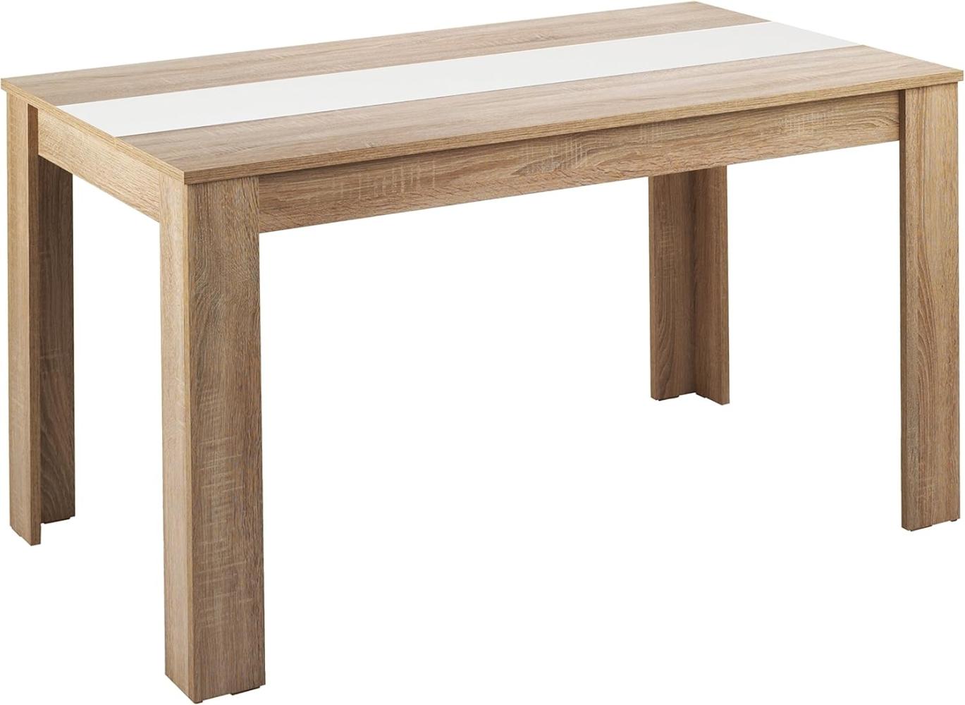 HOMEXPERTS Esstisch NICO / Küchentisch 160 cm / Esszimmertisch / Tisch in Sonoma Holz Eichen-Optik hell-braun / Wendeplatte in der Mitte wahlweise Schwarz oder Weiß / 160 x 90 x 75 cm (L x B x H) Bild 1