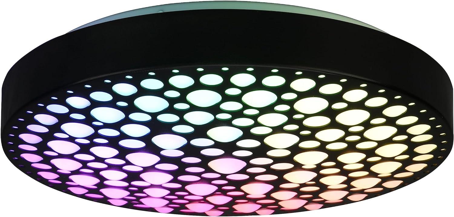 LED Deckenleuchte CHIZU Schwarz Ø40cm dimmbar Fernbedienung & Farbwechsler Bild 1