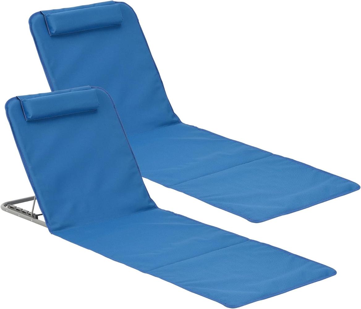 [en. casa] Strandmatte Donostia 2er Set Sonnenmatte klappbar Blau Strandliege mit Verstellbarer Rückenlehne Liegematte mit Tragetasche 143 x 48 cm Bild 1