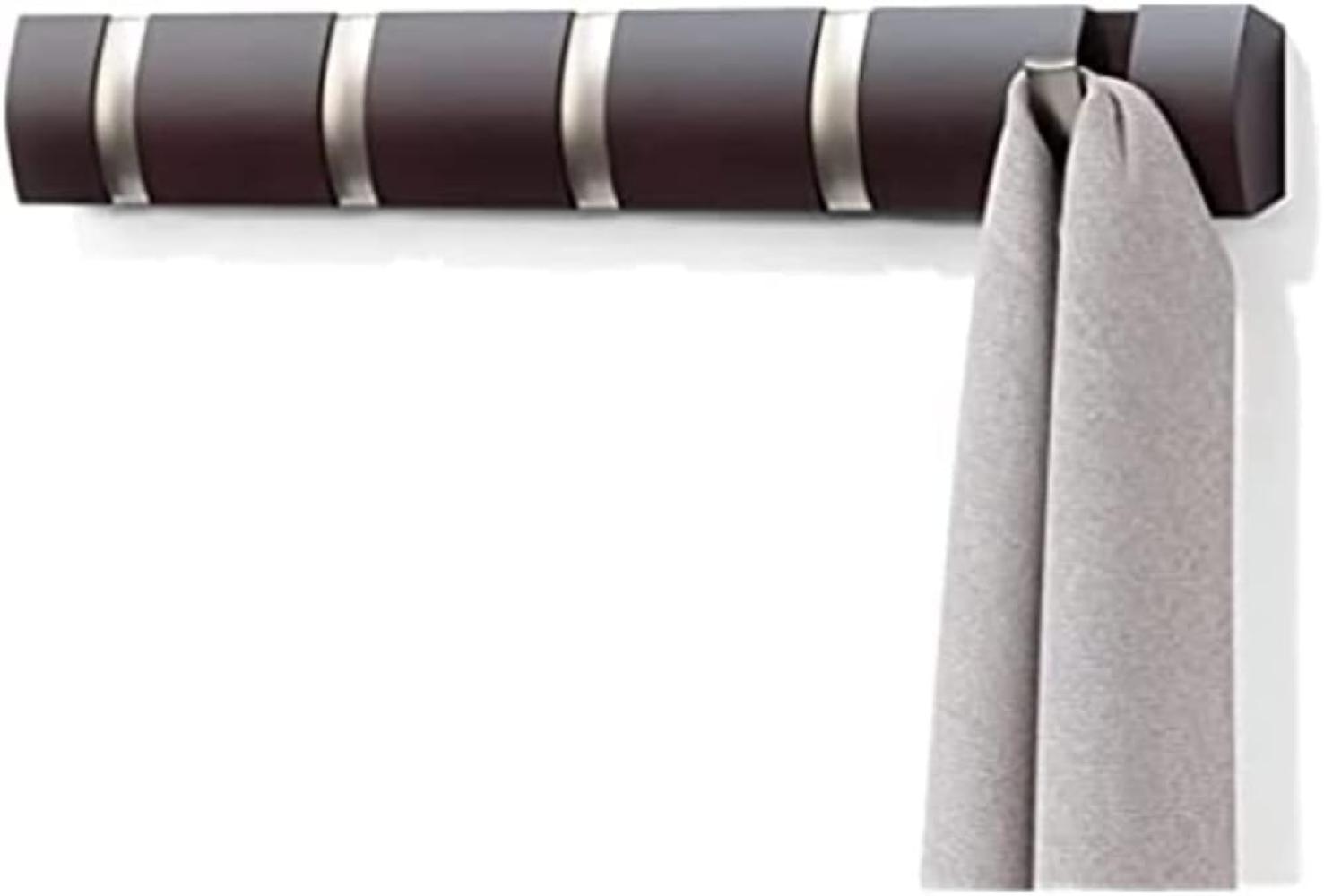 Umbra Flip 5 Garderobenhaken – Moderne, Schlichte und Platzsparende Garderobenleiste mit 5 Beweglichen Haken für Jacken, Mäntel, Schals, Handtaschen und Mehr, Espresso Bild 1