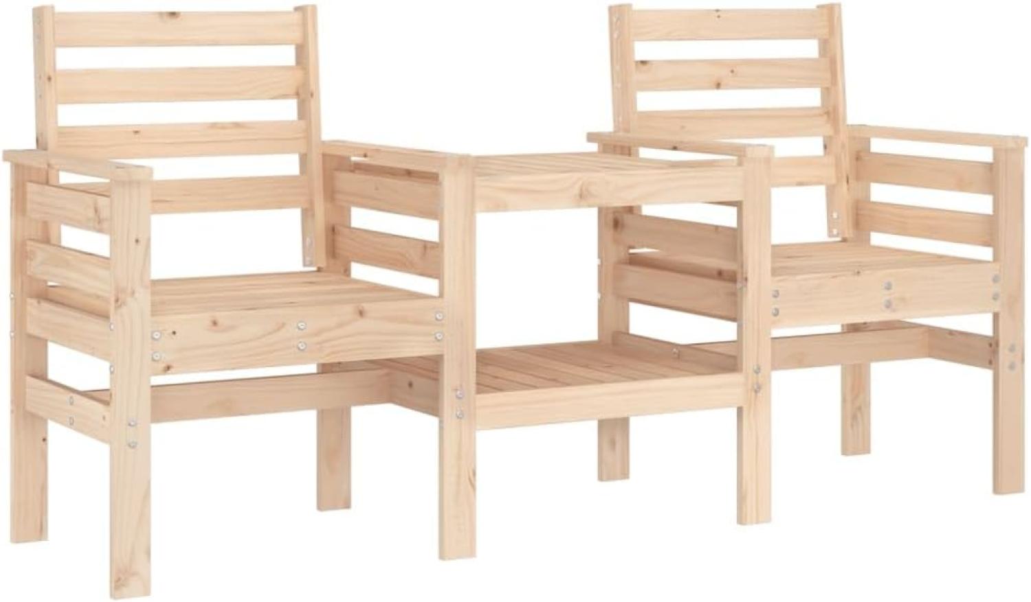 vidaXL Gartenbank mit Tisch 2-Sitzer Massivholz Kiefer Bild 1