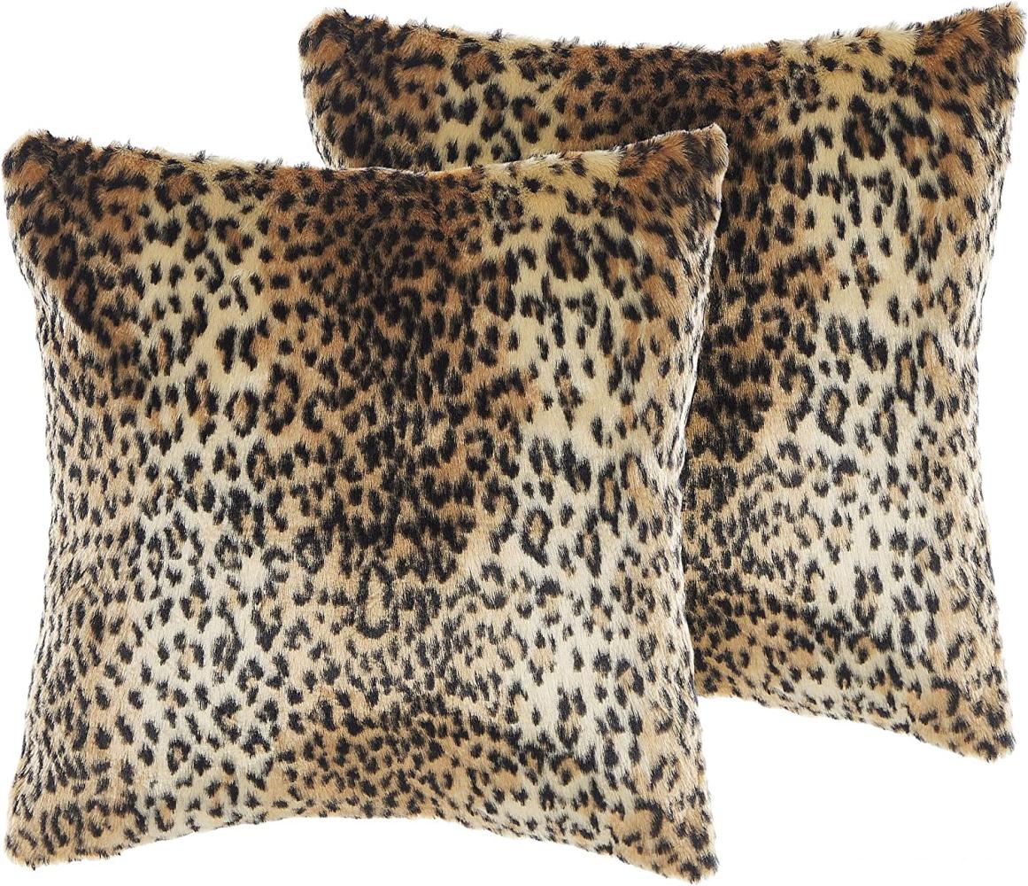 Dekokissen Leopard Felloptik braun 45 x 45 cm 2er Set FOXTAIL Bild 1