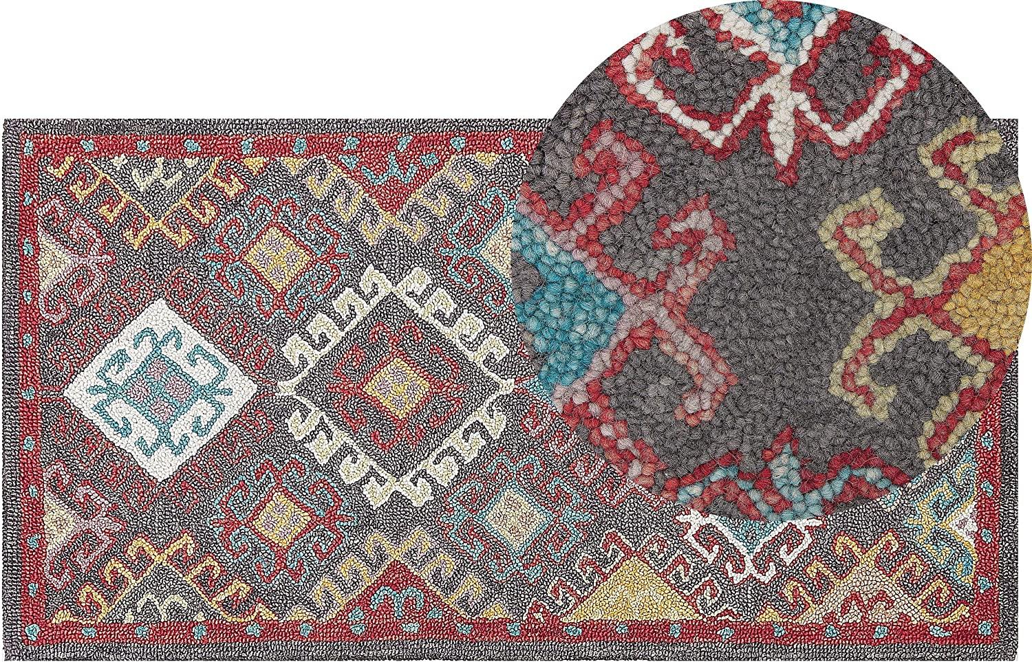 Teppich Wolle mehrfarbig 80 x 150 cm Kurzflor FINIKE Bild 1