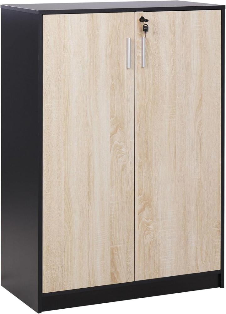 Sideboard heller Holzfarbton schwarz 117 cm 2 Türen ZEHNA Bild 1