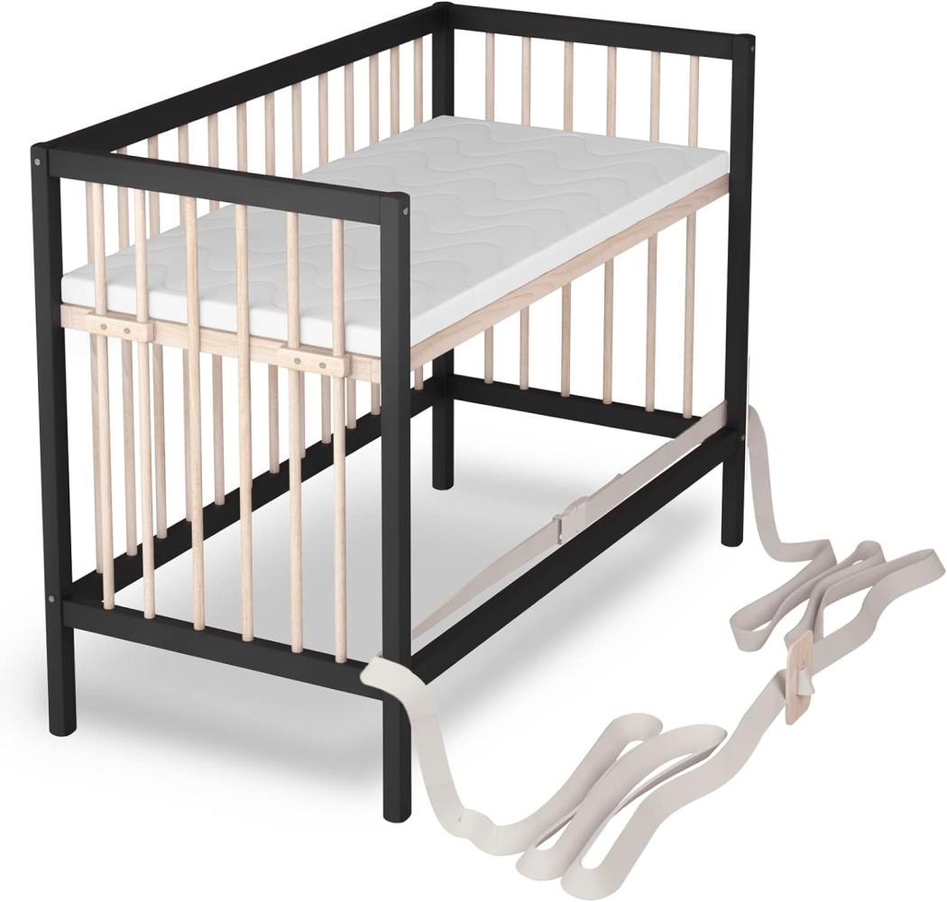 Baby Beistellbett Dreamy 60x120 cm mit Matratze, schwarz/natur 4 in 1 ohne Umbauseite - Sämann Bild 1