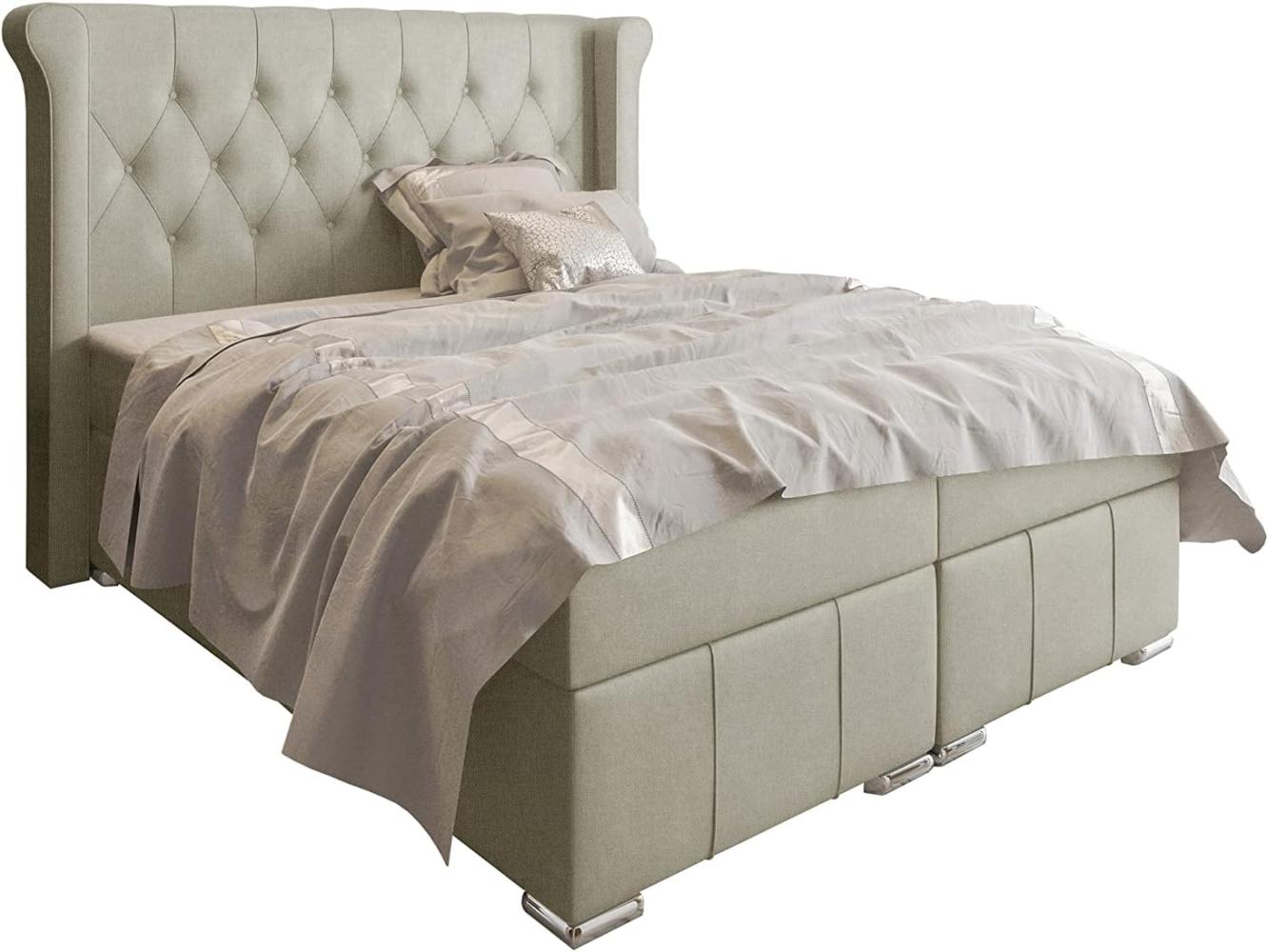 Stylefy 'Alonzo' Boxspringbett, Strukturstoff Inari Beige 140 x 200 cm Bild 1