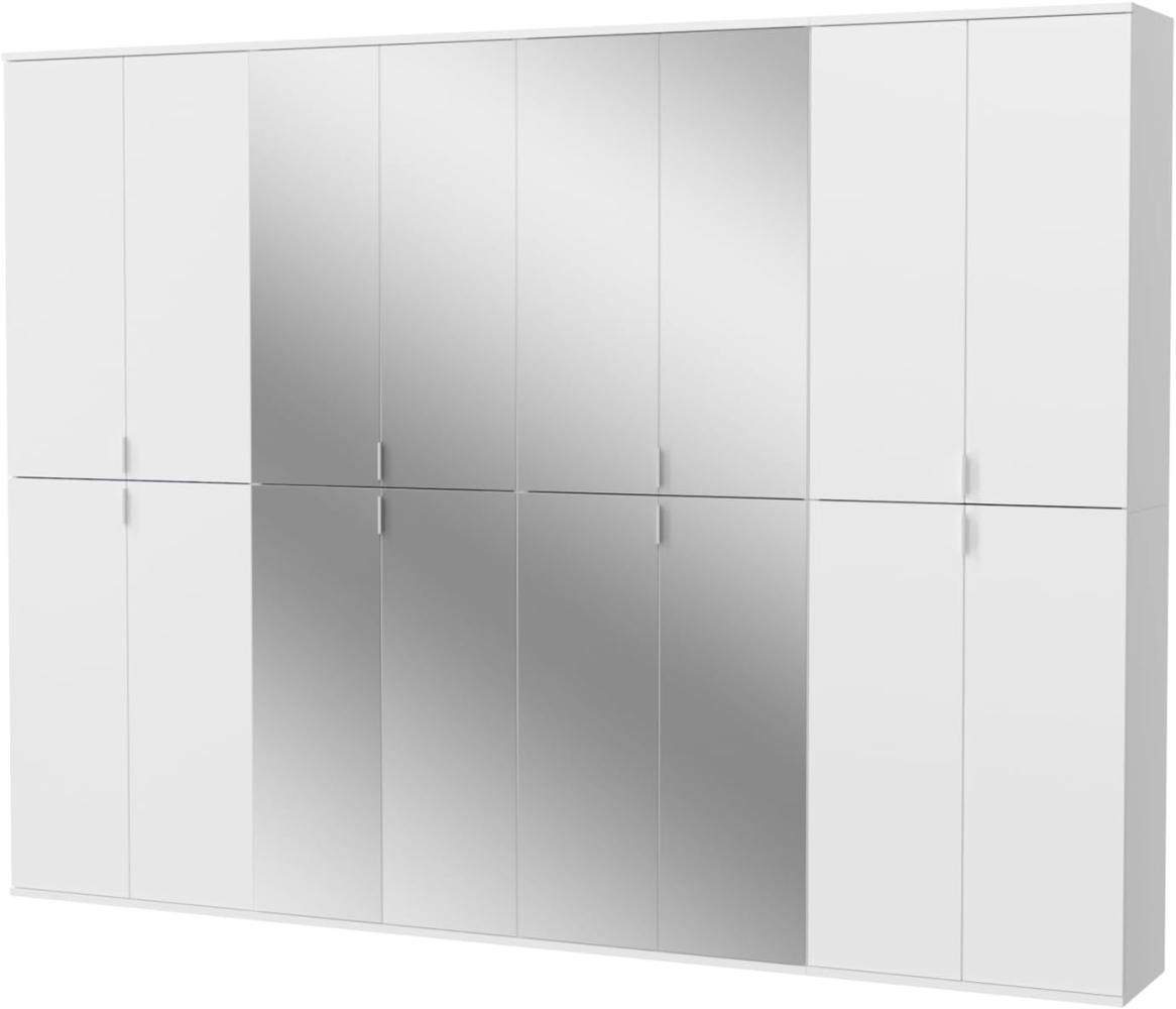 Kleiderschrank mit Spiegel SystemX in weiß Hochglanz 244 x 193 cm Bild 1