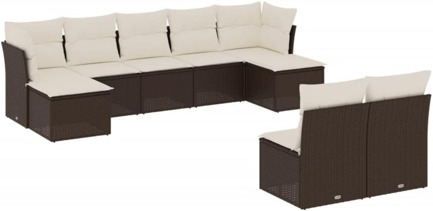 vidaXL 9-tlg. Garten-Sofagarnitur mit Kissen Braun Poly Rattan Bild 1