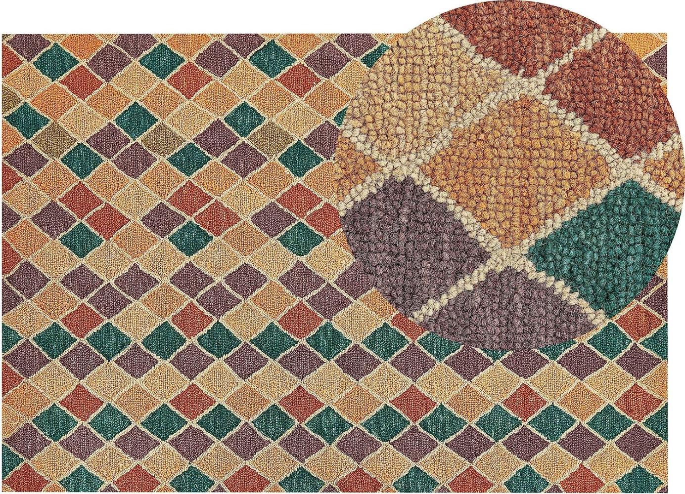 Teppich Wolle mehrfarbig 140 x 200 cm geometrisches Muster Kurzflor KESKIN Bild 1