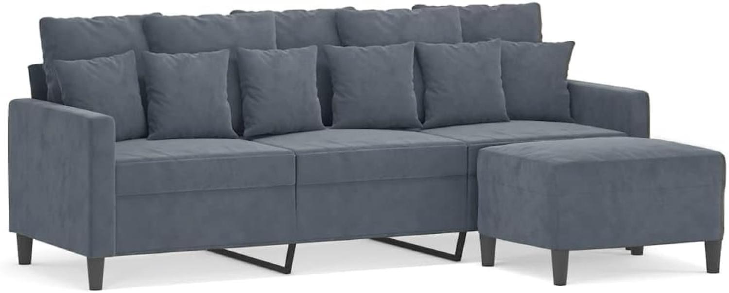 vidaXL 3-Sitzer-Sofa mit Hocker Dunkelgrau 180 cm Samt Bild 1