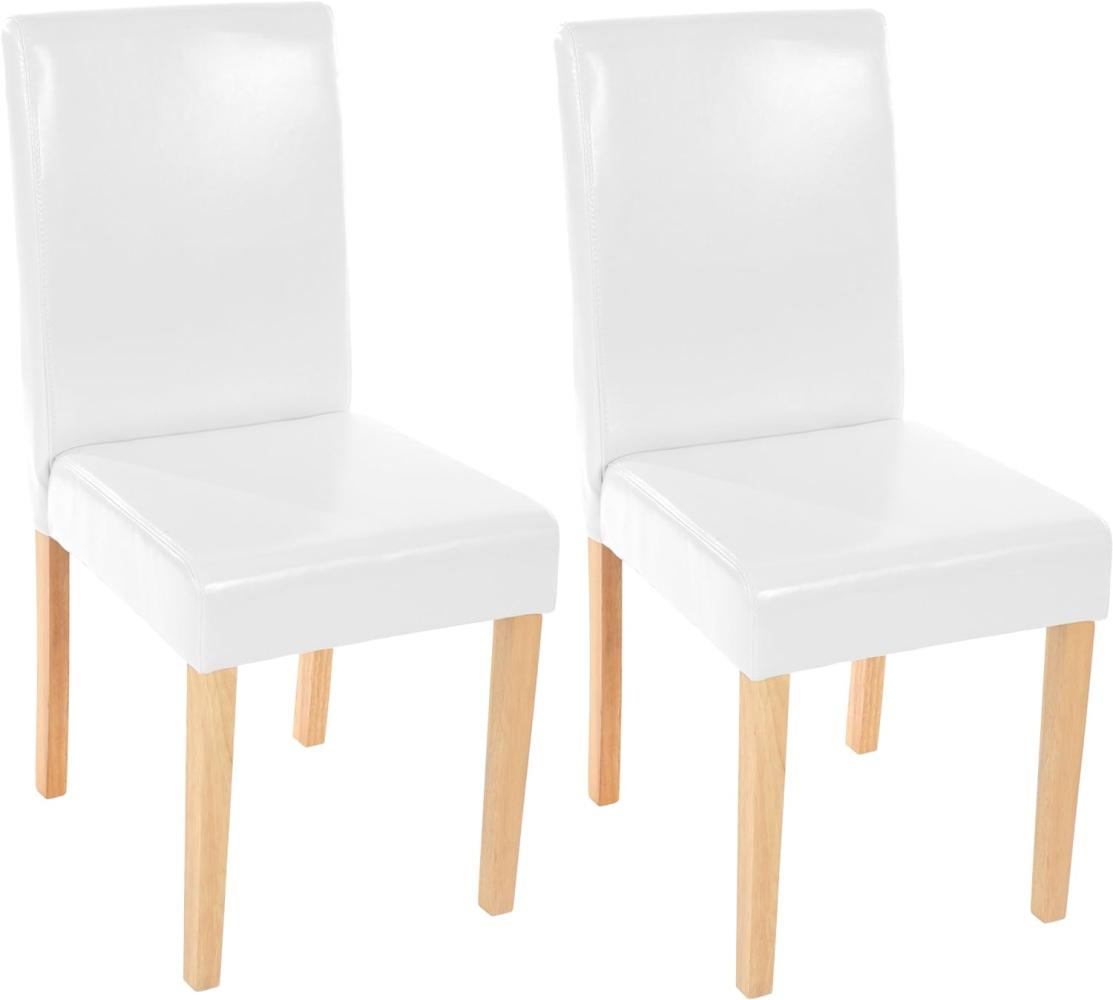 2er-Set Esszimmerstuhl Stuhl Küchenstuhl Littau ~ Leder, weiß, helle Beine Bild 1