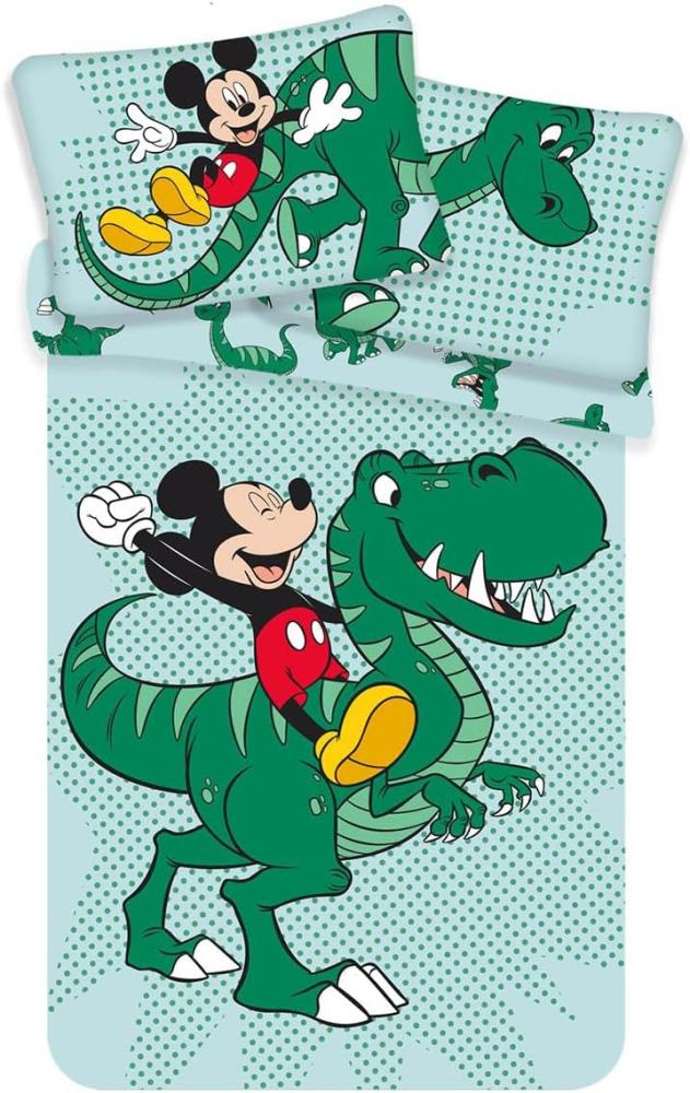 Mickey Maus Dinosaurier Babybettwäsche Kinderbettwäsche 100 x 135 cm 100 % Baumwolle Bild 1