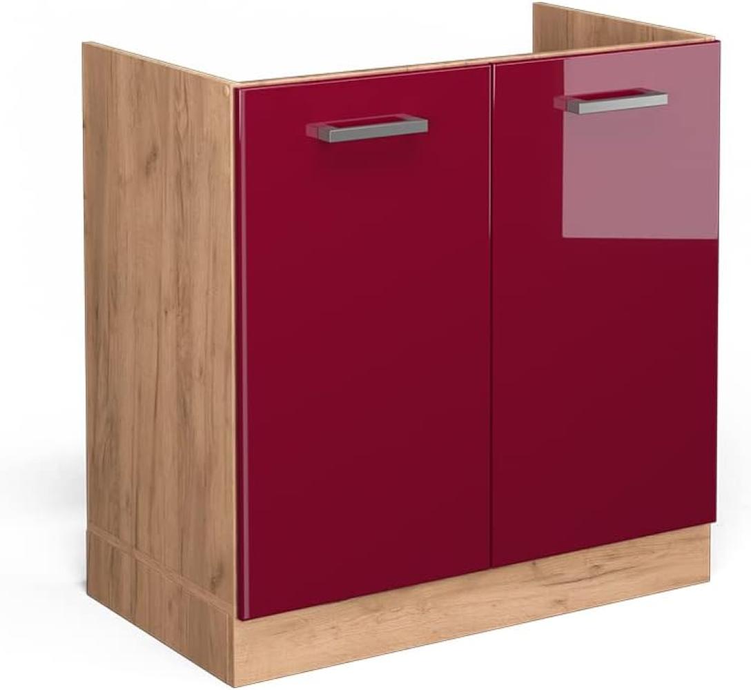 Vicco Küchenschrank Hängeschrank Unterschrank Küchenzeile R-Line Eiche Bordeaux Bild 1