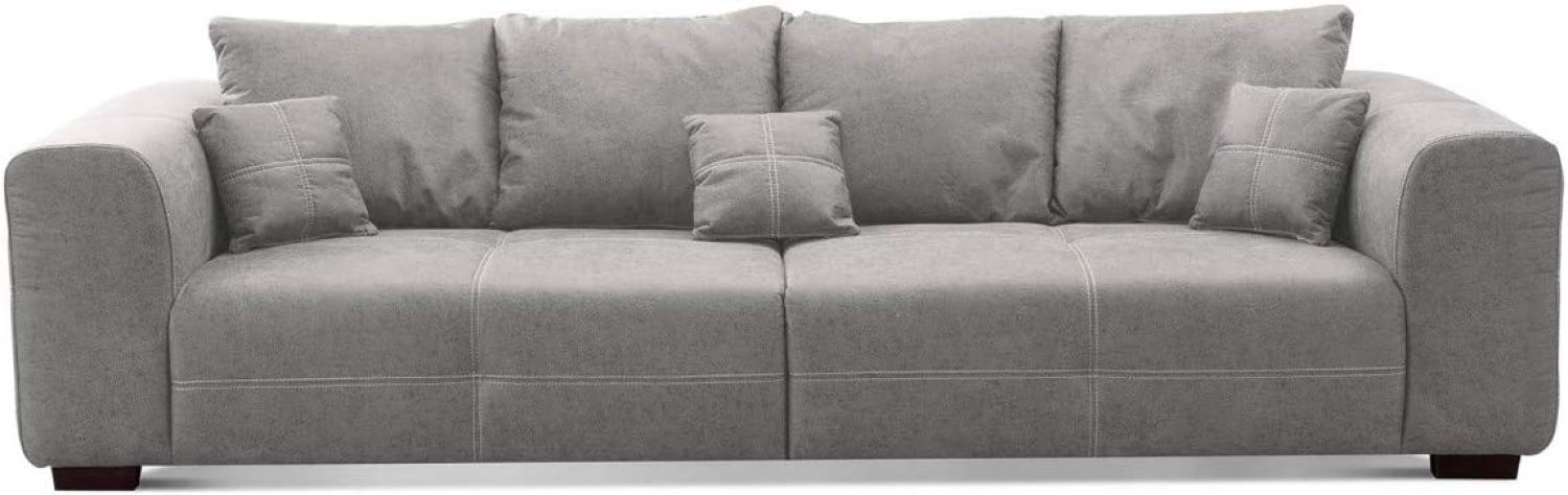 CAVADORE Big Sofa Mavericco inkl. Kissen / XXL-Couch mit tiefen Sitzflächen und modernem Design / 287 x 69 x 108 / Lederoptik grau Bild 1
