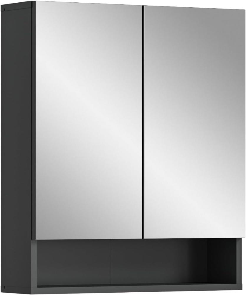 Badezimmerspiegelschrank >Lago< in grau/spiegel - 60x71x18cm (BxHxT) Bild 1