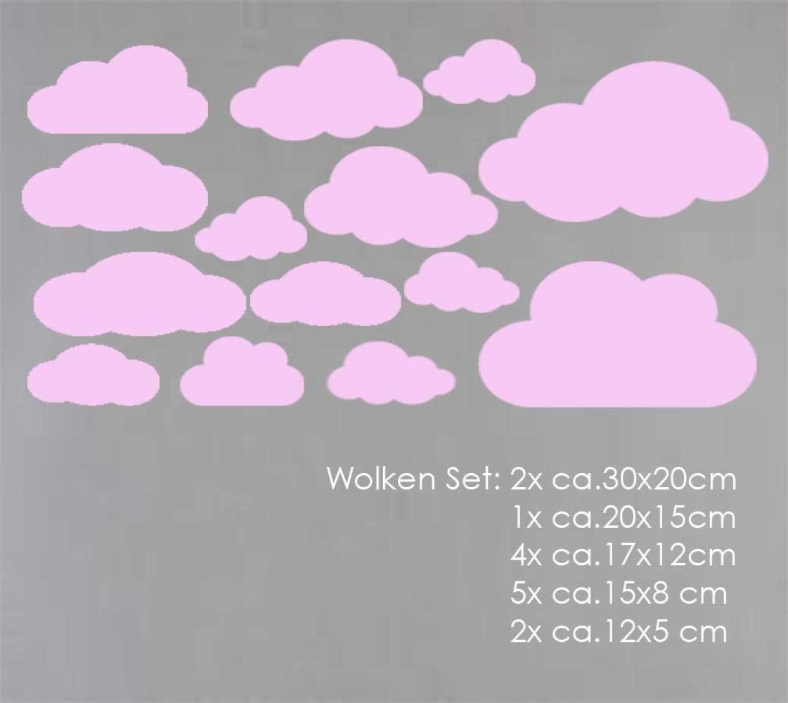 MacDecal.de Wolken Set 16x Wandtattoo 'Wolken', pink Bild 1