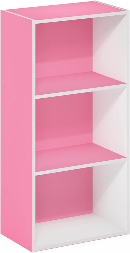 Furinno Luder 3-stufiges Bücherregal mit offenem Regal, Rosa/Weiß Bild 1