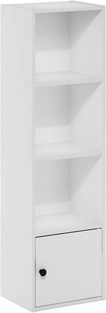 Furinno Luder Bücherregal mit 4 Ablagen und 1 Tür, weiß, 4-Tier Bild 1