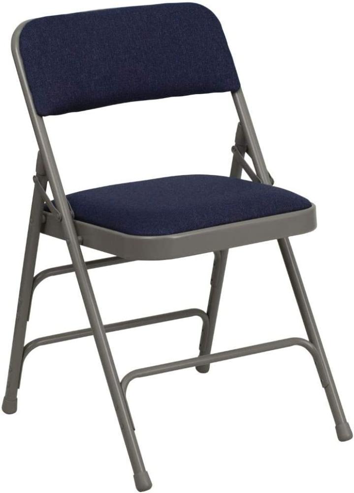 Flash Furniture Klappstuhl HERCULES aus Metall – Gepolsterter Stuhl für Gäste oder Veranstaltungen – Stabiler Küchenstuhl auch für draußen geeignet – 4er-Set – Blau/Grau Bild 1
