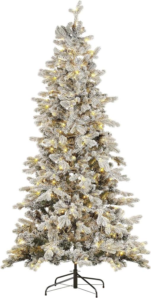 Künstlicher Weihnachtsbaum mit LED Beleuchtung schneebedeckt 210 cm weiß TATLOW Bild 1