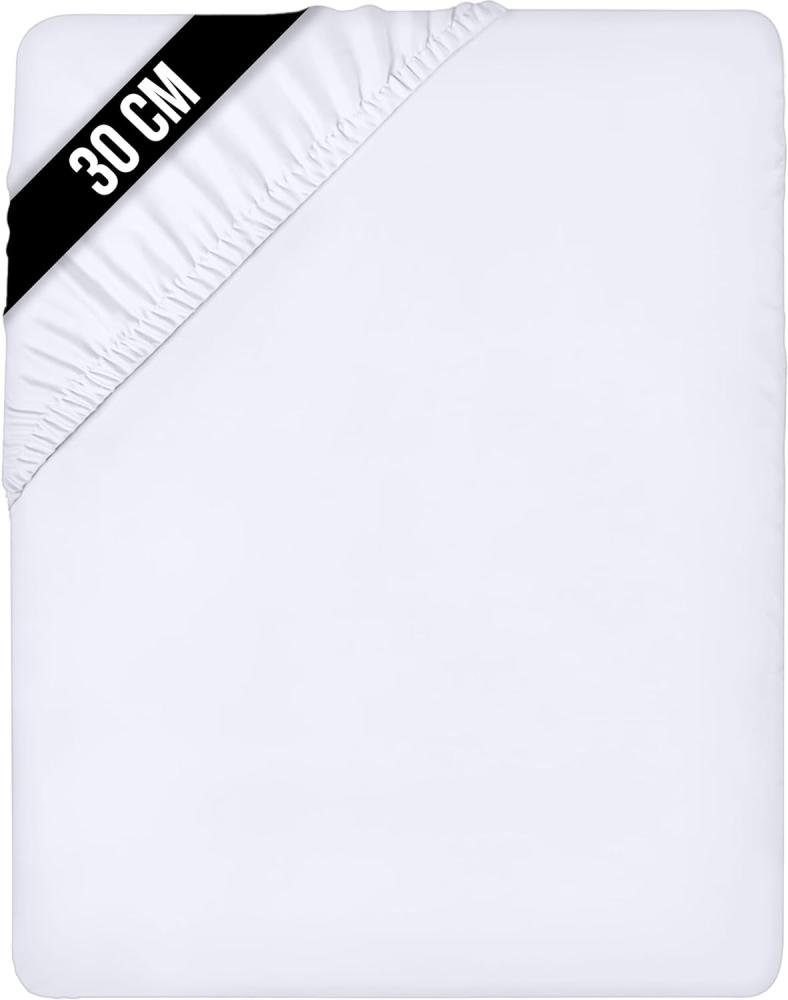 Utopia Bedding - Spannbettlaken 140x200cm - Weiß - Gebürstete Mikrofaser Spannbetttuch - 30 cm Tiefe Tasche Bild 1