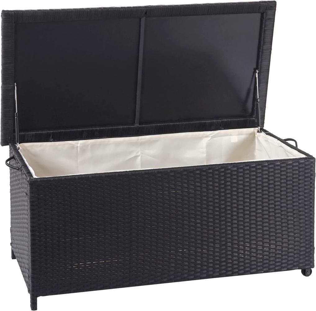 Poly-Rattan Kissenbox HWC-D88, Gartentruhe Auflagenbox Truhe ~ Premium schwarz, 51x115x59cm 250l Bild 1