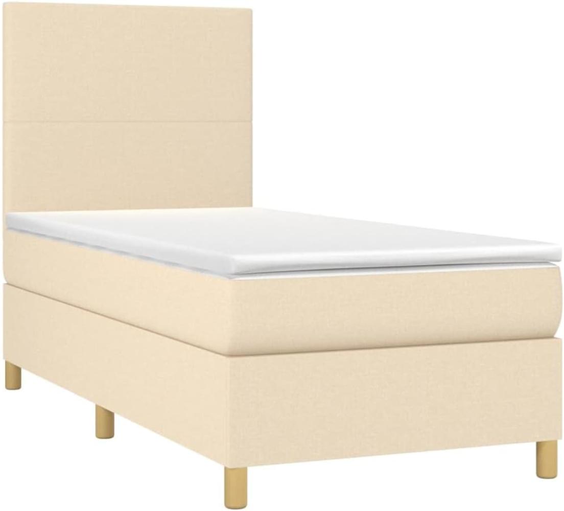 vidaXL Boxspringbett mit Matratze Creme 90x190 cm Stoff Bild 1