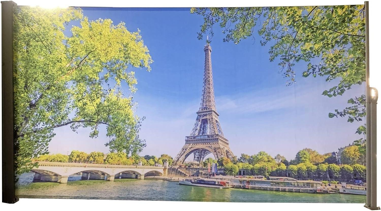 Seitenmarkise Motiv Paris silbergrau 160x300 Markise Seite Balkon Sichtschutz Bild 1