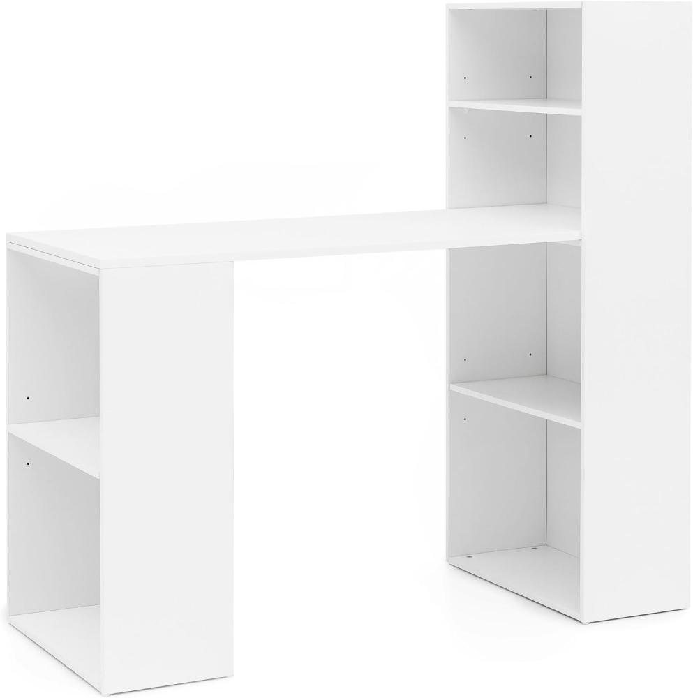 Wohnling Schreibtisch mit Regal 120x120x53 cm weiß Bild 1