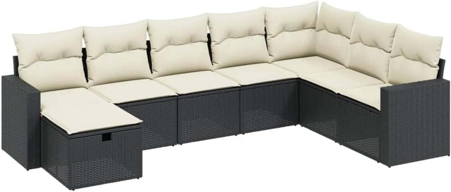 vidaXL 8-tlg. Garten-Sofagarnitur mit Kissen Schwarz Poly Rattan Bild 1