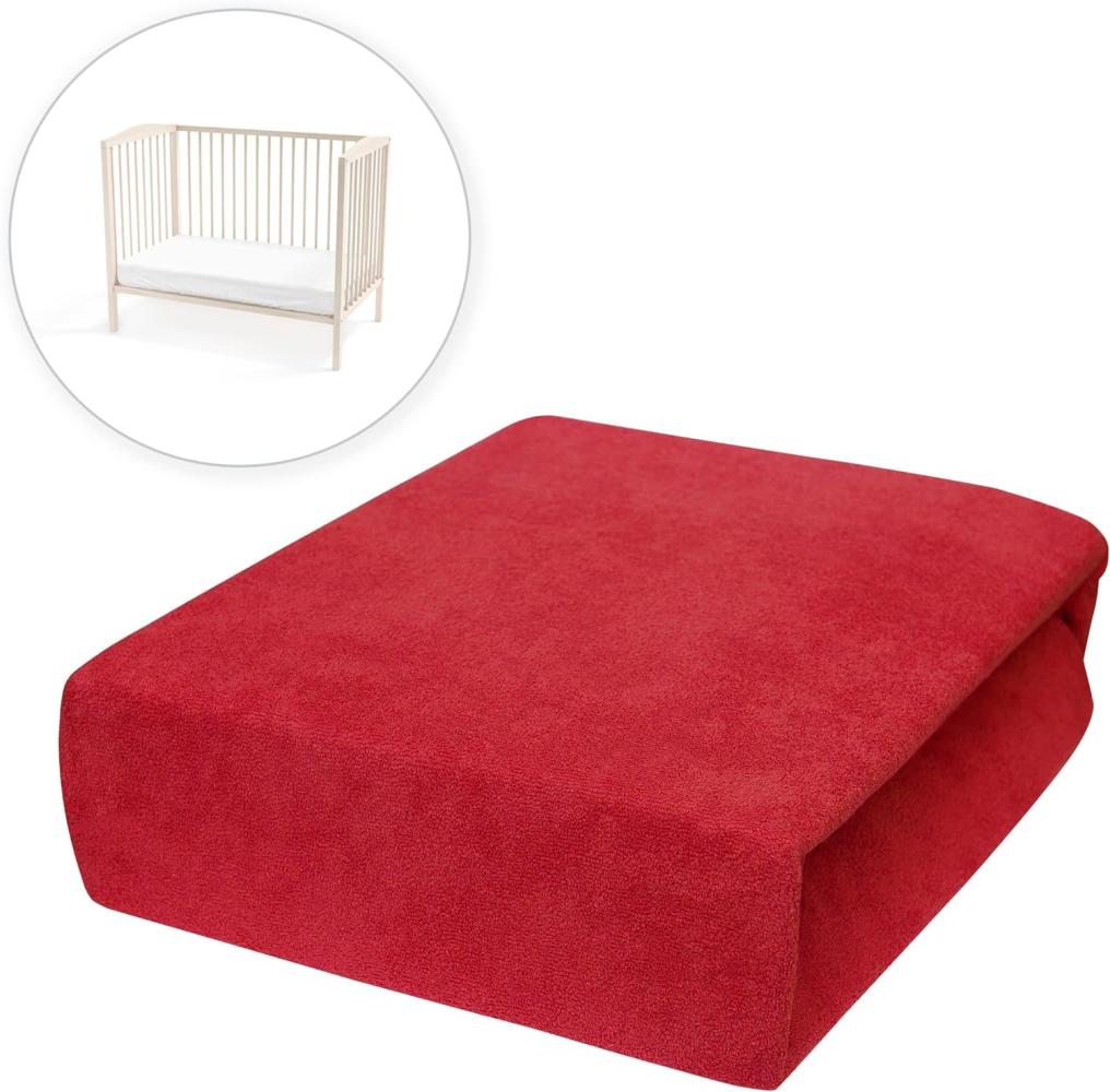 Frottier Spannbettuch passend zu 160x70 cm Kinderbett Matratze (Rot) Bild 1