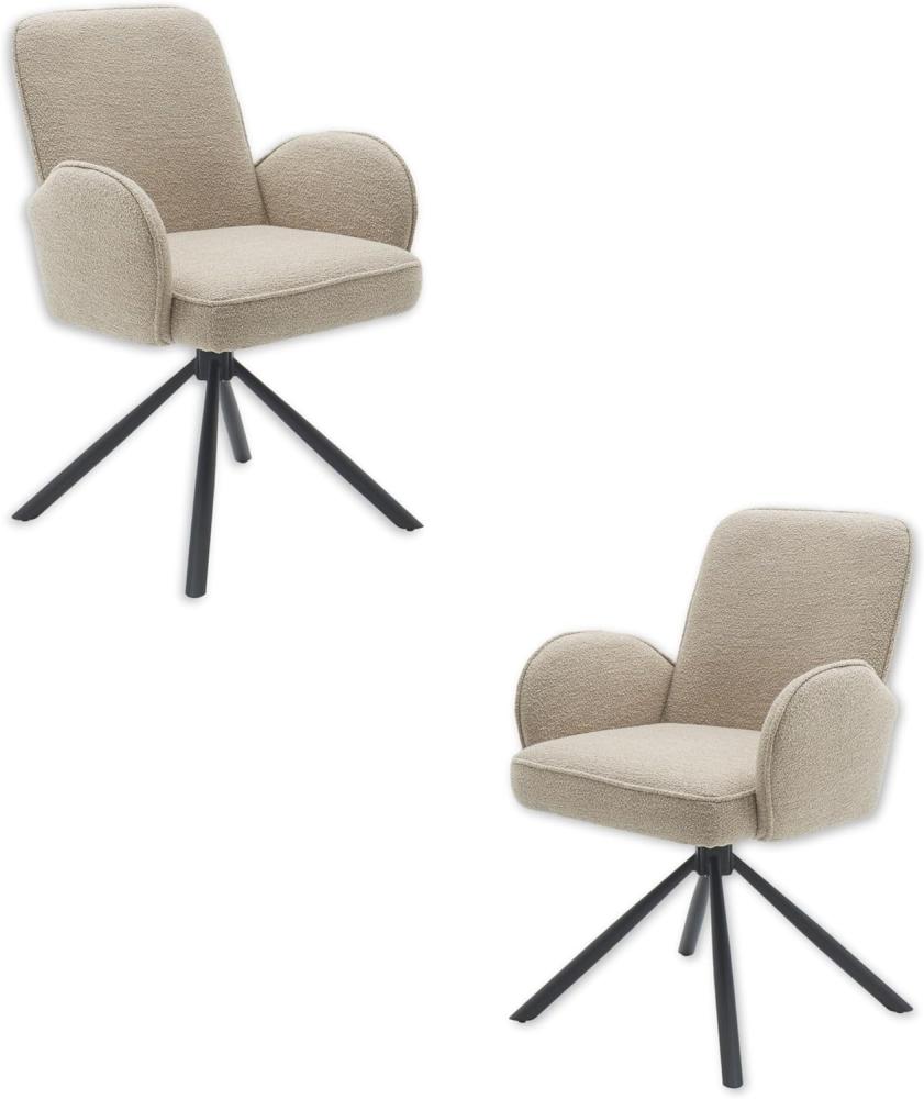 Malia Esszimmerstühle 2er Set mit schwarzem Metallgestell, Beige - Bequeme Stühle für Esszimmer & Wohnzimmer - 58 x 86 x 63 cm (B/H/T) Bild 1