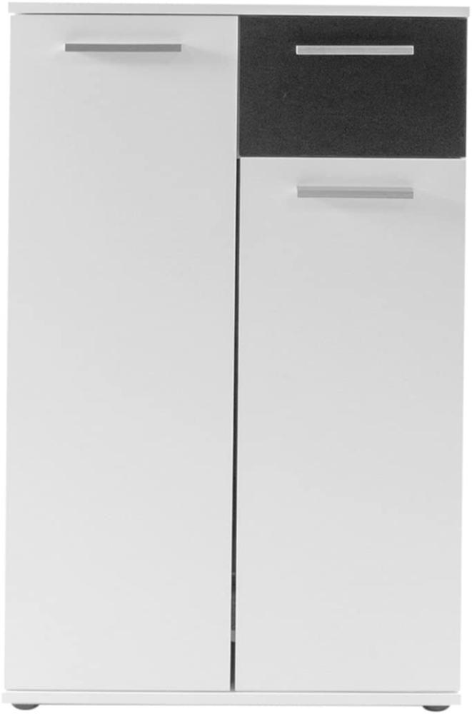 HOMEXPERTS Schuh-Kommode JUSTUS / In moderner Schwarz-Weiß-Optik / 2 Türen und 1 Schublade / Garderoben-Set / Für ca. 15 Paar Schuhe / Schuhschrank / Side-Board / 60x102x30cm (B x H x T) Bild 1
