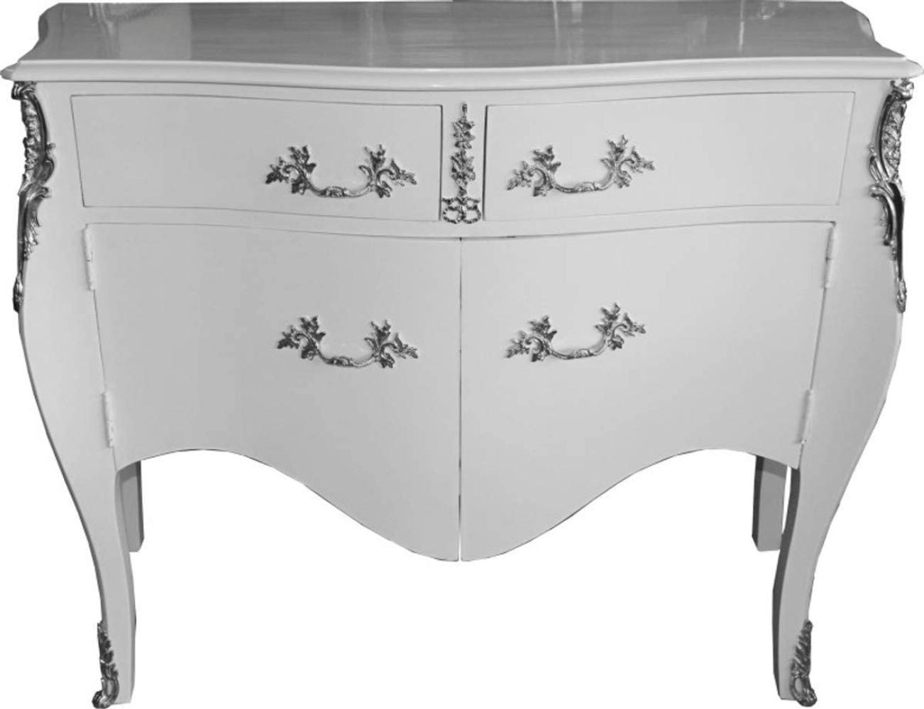 Casa Padrino Barock Kommode Weiß mit 2 Schubladen und 2 Türen 140 cm - Handgefertigt aus Massivholz- Limited Edition Bild 1