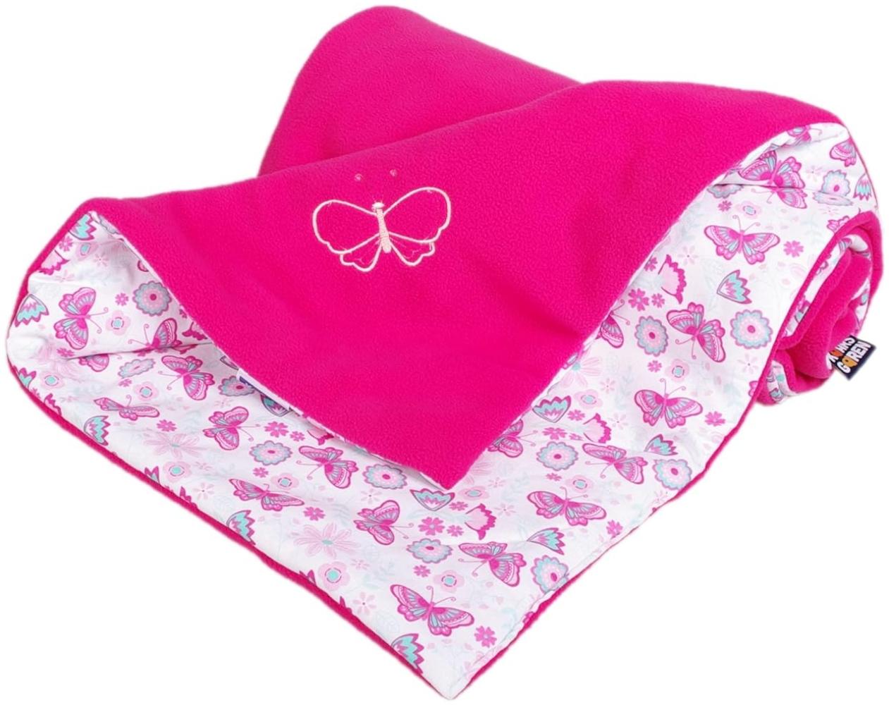 Kaarsgaren Kinderwagendecke für Winter, Größe 70 x 100 cm, Farbe: Rosa/Schmetterling, doppelseitig Kuscheldecke, Babydecke, Erstlingsdecke, Krippe Decke (Rosa/Schmetterling) Bild 1