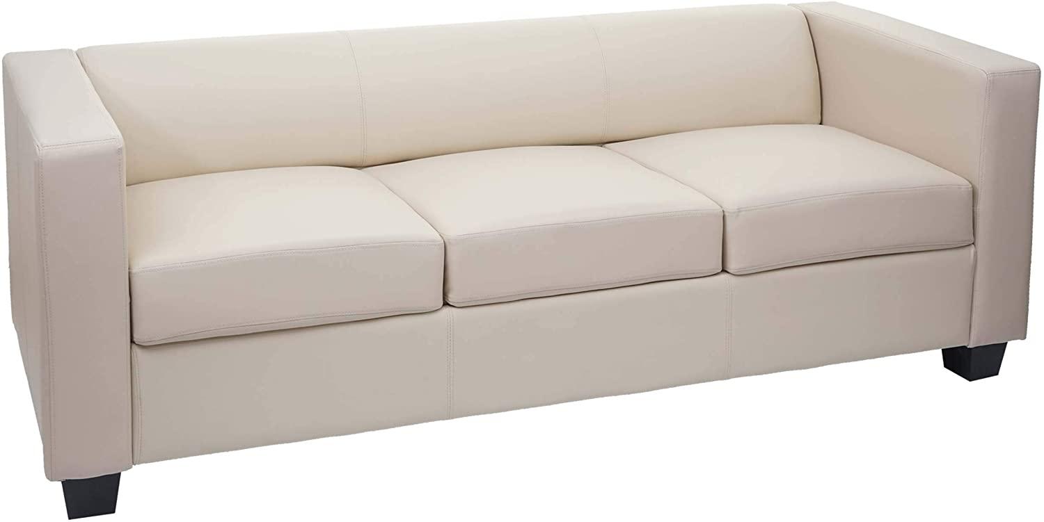 3er Sofa Couch Loungesofa Lille ~ Kunstleder, creme Bild 1